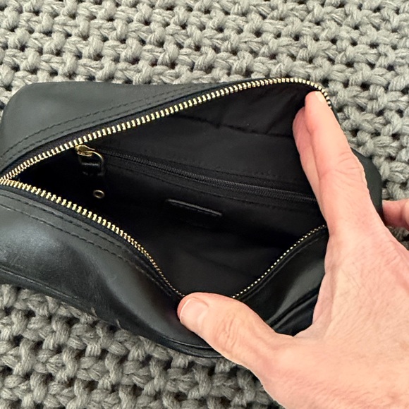 Cole Haan Small Black Leather Makeup Bag with Embossed Design - Picture 5 of 6